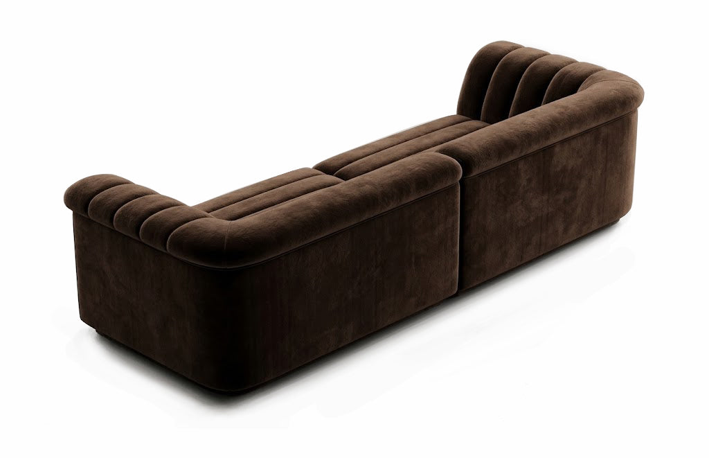 Velvet Channel Sofa - from behind