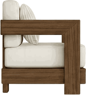 Teak Corduroy Armchair - Side